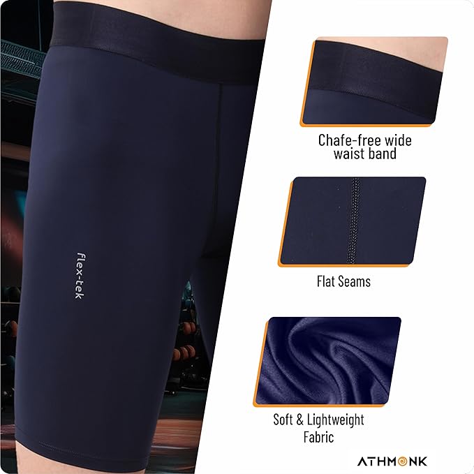 Athmonk 4-Way Lycra Compression Shorts for Men